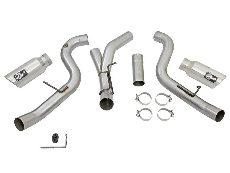 aFe LARGE Bore HD 4in Dual DPF - Back SS Exhaust w/Polished Tip 16 - 17 GM Diesel Truck V8 - 6.6L (td) LML - My Store