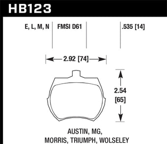 compare product Hawk 64-70 Austin Healey Sprite Front ER-1 Brake Pads