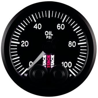 compare product Autometer Stack Instruments Pro Control 52mm 0-100 PSI Oil Pressure Gauge - Black (1/8in NPTF Male)