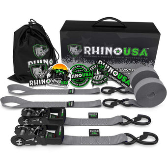 compare product Rhino USA Heavy Duty Ratchet Tie-Downs 2-Pack (Gray) 1.6In X 8Ft