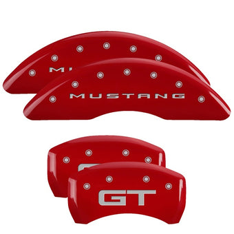compare product MGP 4 Caliper Covers Engraved Front 2015/Mustang Engraved Rear 2015/GT Red finish silver ch