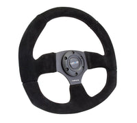 NRG Reinforced Steering Wheel (320mm Horizontal / 330mm Vertical) Black Suede w/Black Stitching - My Store