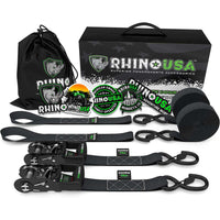 Rhino USA Heavy Duty Ratchet Tie - Downs 2 - Pack (Black) 1.6In X 8Ft - My Store