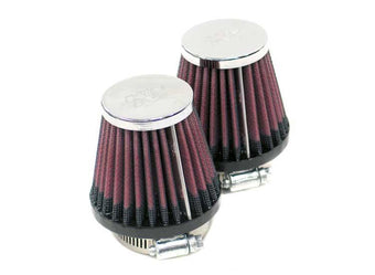 compare product K&N Universal Chrome Filter 2.25in Flange / 3.5in Base / 2in Top / 4in Height - 2 Per Box