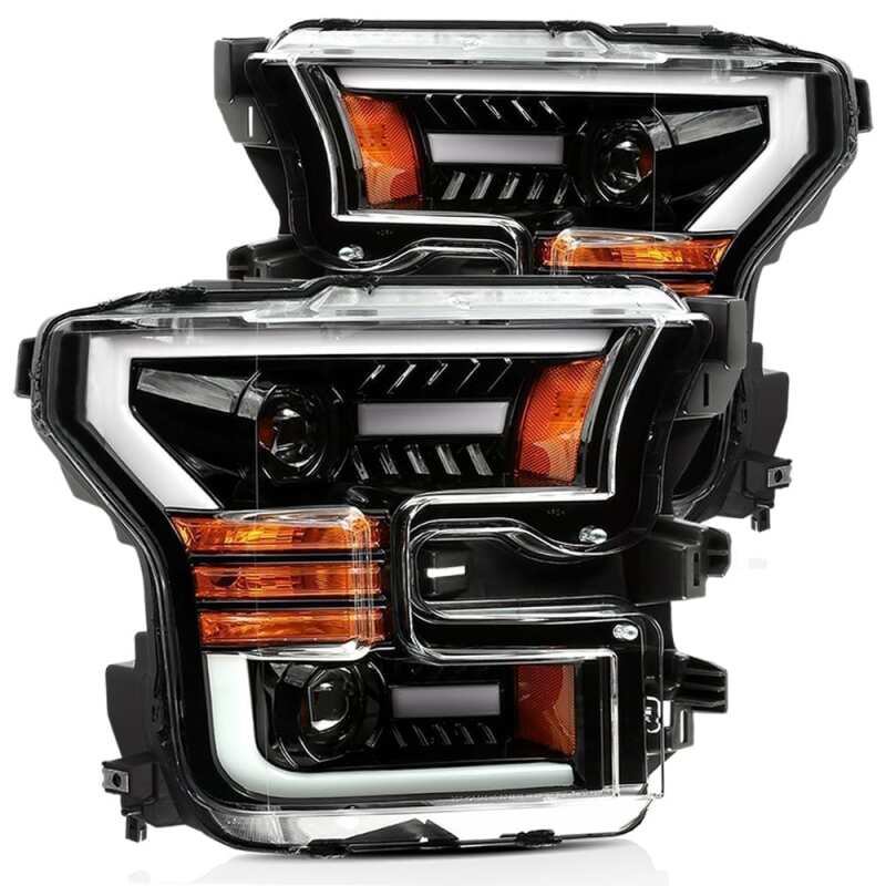 AlphaRex 15 - 17 Ford F - 150 LUXX LED Projector Headlights Plank Style Alpha Blk w/Activ Light/DRL - My Store