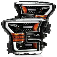 AlphaRex 15 - 17 Ford F - 150 LUXX LED Projector Headlights Plank Style Alpha Blk w/Activ Light/DRL - My Store