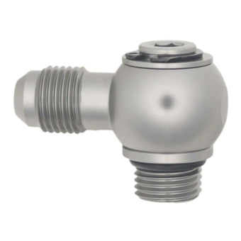 compare product DeatschWerks 6AN ORB Male to 6AN Male Flare Low Profile 90-Degree Swivel - Anodized DW Titanium