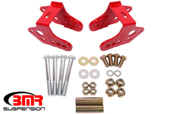 compare product BMR 79-04 Ford Mustang Control Arm Relocation Bracket - Red