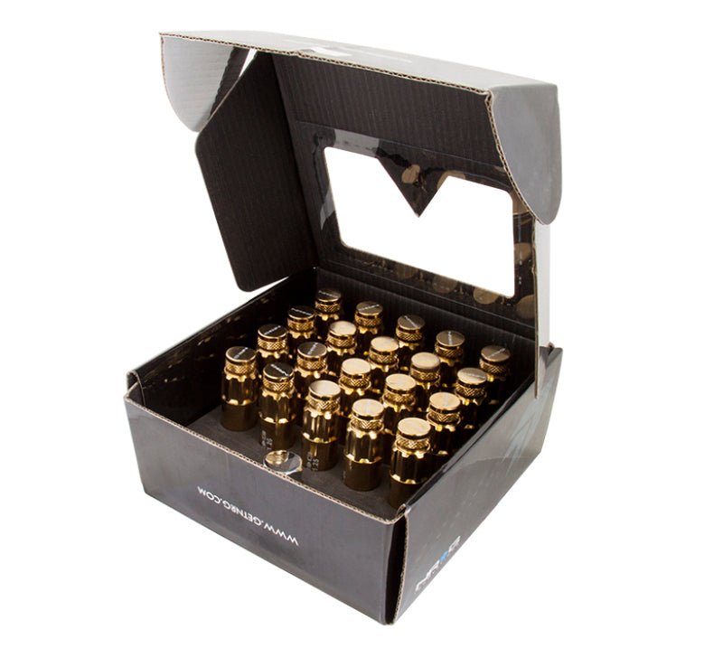 NRG 700 Series M12 X 1.25 Steel Lug Nut w/Dust Cap Cover Set 21 Pc w/Locks & Socket - Chrome Gold - My Store