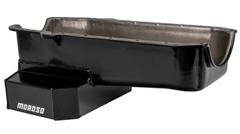 compare product Moroso 80-85 Chevrolet SBC(w/Passenger Side Dipstick) Wet Sump 7qt 7.5in Steel Oil Pan - Black