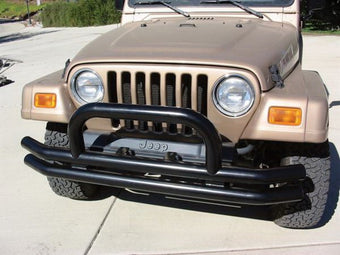 compare product Rampage 1976-1983 Jeep CJ5 Double Tube Bumper Front - Black