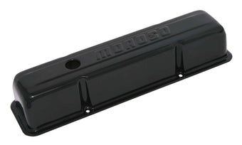 compare product Moroso Chevrolet Small Block Valve Cover - Black Powder Coat - Single