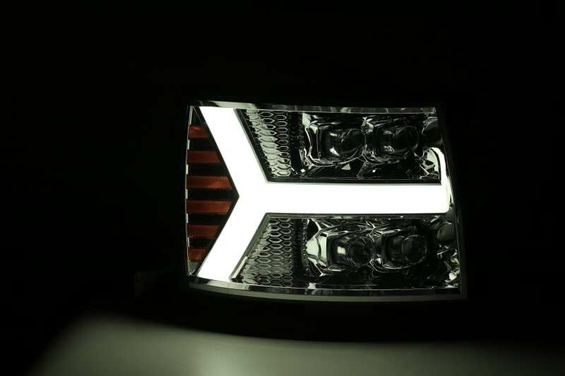 AlphaRex 07 - 13 Chevy 1500HD NOVA LED Proj Headlights Plank Style Chrm w/Activ Light/Seq Signal - My Store