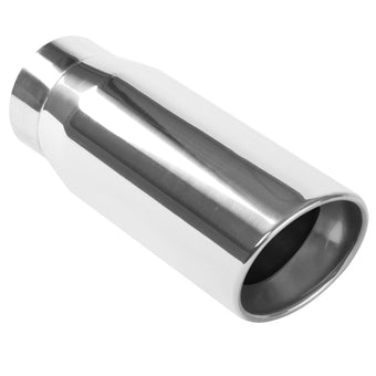 compare product MagnaFlow Tip Stainless Double Wall Round Single Outlet Polished 5in DIA 4in Inlet 13in Length