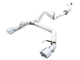 compare product AWE Tuning 2021+ Ford Bronco 0FG Dual Rear Exit Exhaust w/Chrome Silver Tips & Bash Guard