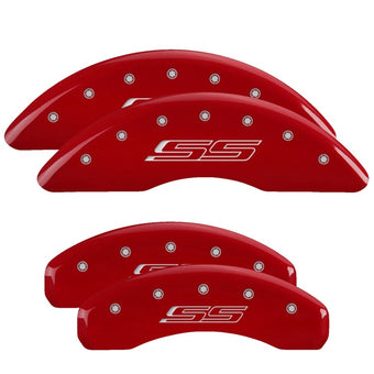 compare product MGP 4 Caliper Covers Engraved Front & Rear Gen 5/SS Red finish silver ch