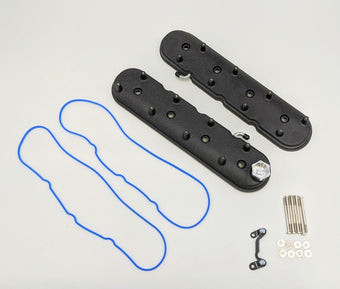 compare product Granatelli 96-22 GM LS Standard Height Valve Cover w/Angled Coil Mount - Blk Wrinkle (Pair)
