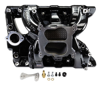 compare product Edelbrock Pontiac 326-455 Performer RPM Intake Manifold - Black Plasma Finish