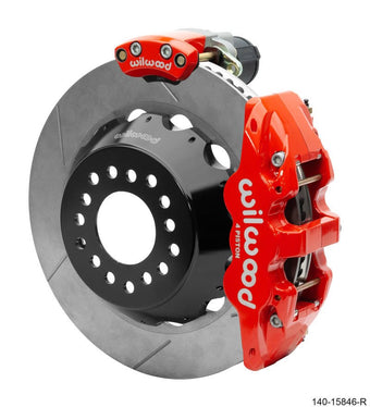compare product Wilwood Narrow Superlite 4R Rear P-Brk Kit AERO4 14in Rotor Big Ford New Style 2.5in Off - Red