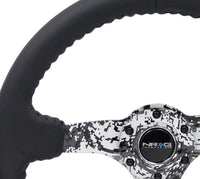 NRG Reinforced Steering Wheel (350mm / 3in. Deep) Blk Leather w/Hydrodipped Digi - Camo Spokes - My Store