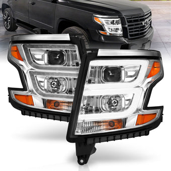 compare product ANZO 2015-2020 Chevy Tahoe Projector Headlights Plank Style Chrome w/DRL