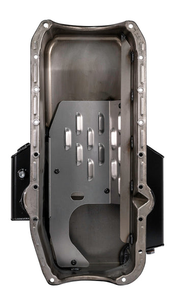 compare product Moroso 80-85 Chevy SBC/Dart (w/2 Pc Seal/Low Clearance) Wet Sump 7qt 7in Steel Oil Pan - Black