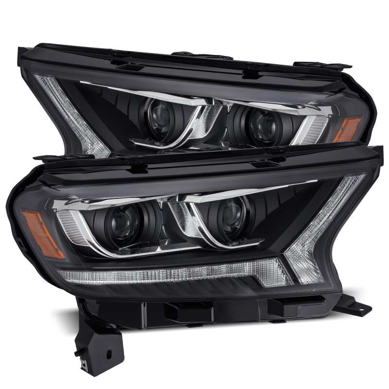 AlphaRex 19 - 21 Ford Ranger LUXX LED Proj Headlights Plank Style Black w/Seq Signal/DRL - My Store