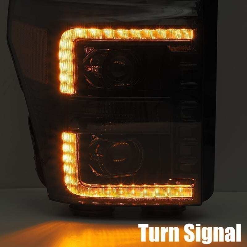 AlphaRex 11 - 16 Ford F - 250 SD PRO - Series Projector Headlights Plank Style Design Black w/Seq Signal - My Store