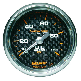 compare product Autometer Carbon Fiber 52mm 100 PSI Mechanical Oil Pressure Gauge