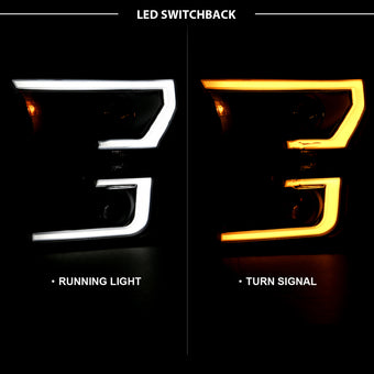 compare product ANZO 2015-2017 Ford F-150 Projector Headlights w/ Plank Style Switchback Black w/ Amber
