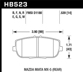compare product Hawk 17-19 Fiat 124 Spider 1.4L Abarth Rear ER-1 Brake Pads
