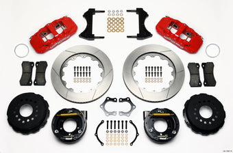 compare product Wilwood AERO4 Rear P-Brake Kit 14.00in Red Mopar/Dana 2.36in Off w/Snap Ring Bearing