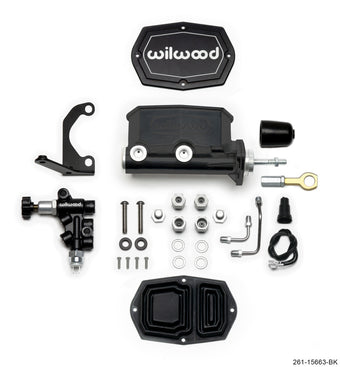 compare product Wilwood Compact Tandem M/C - 7/8in Bore w/RH Bracket and Valve (Mustang Pushrod) - Black