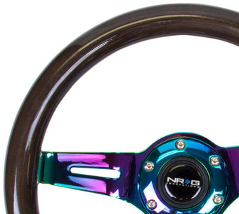 compare product NRG Classic Wood Grain Steering Wheel (310mm) Black w/Neochrome 3-Spoke Center