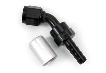 compare product Russell Hose End Crimp On 10 Sae Port Male To -8 Hose 45 Deg Swivel Blk Anodized