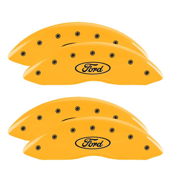 compare product MGP 4 Caliper Covers Engraved Front & Rear Oval logo/Ford Yellow finish black ch