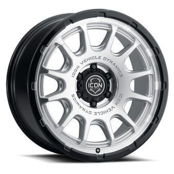 compare product ICON Alloys Rancho 20x9 / 5x150 / 16mm / 5.625in BS Silver Machined w/ Gloss Black Lip Wheel