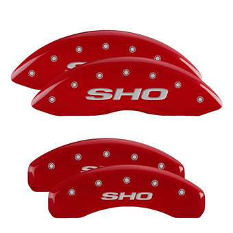 compare product MGP 4 Caliper Covers Engraved Front & Rear SHO Red finish silver ch