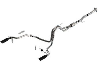 compare product Borla F-150 2021 5.0L 2dr RC SB (122.8 WB) XL/XLT 3/2.25 SRE Cat-Back ATAK Black Chrome Tips