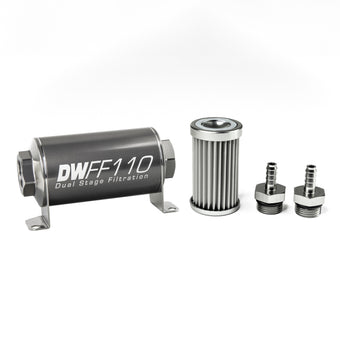 compare product DeatschWerks Stainless Steel 5/16in 5 Micron Universal Inline Fuel Filter Housing Kit (110mm)