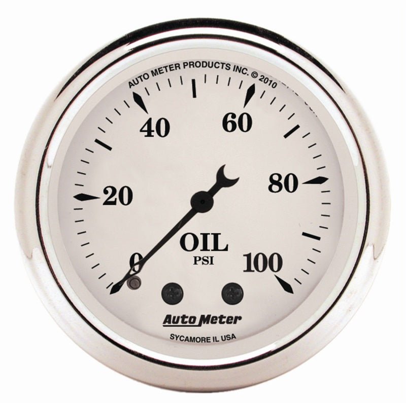 AutoMeter Gauge Oil Press 2 - 1/16in. 100PSI Mech Old Tyme White - My Store