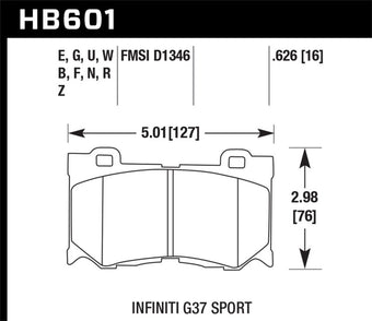 compare product Hawk Infiniti G37 Sport Performance Ceramic Street Front Brake Pads