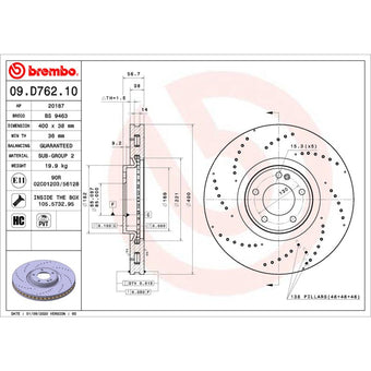 compare product Brembo OE 19-22 Mercedes-Benz G63 AMG Friction Brake Disc