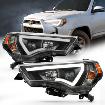compare product ANZO 14-18 Toyota 4 Runner Plank Style Projector Headlights Black w/ Amber