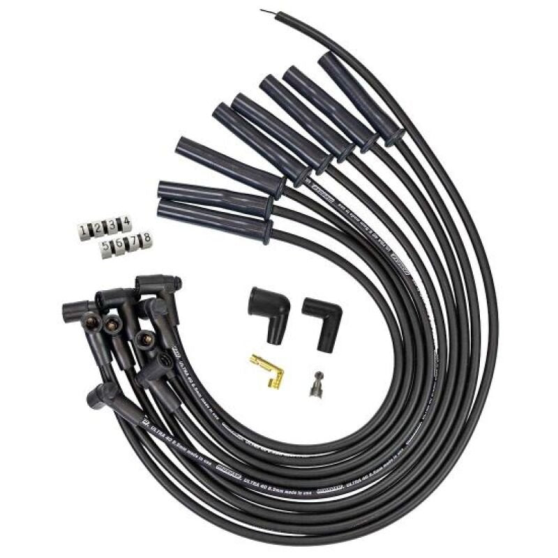 Moroso Ford 351C HEI - Style Cap Ultra 40 8.5mm Multi - Angle Boot Ignition Spark Plug Wire Set - Black - My Store