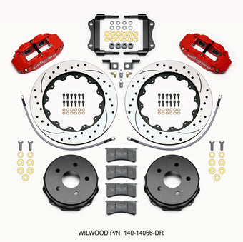compare product Wilwood Narrow Superlite 4R Rear Kit 14.00in Drilled Red 2007-up Jeep JK w/Lines