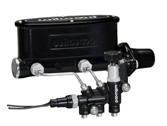 compare product Wilwood HV Tandem M/C Kit w L/H Bracket & Prop Valve - 1in Bore Black