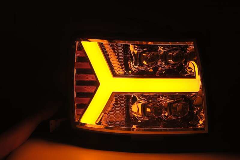 AlphaRex 07 - 13 Chevy 1500HD NOVA LED Proj Headlights Plank Style Chrm w/Activ Light/Seq Signal - My Store