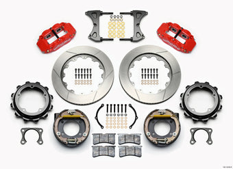 compare product Wilwood Narrow Superlite 4R Rear P-Brk Kit 14.00in Red Strange Eng Floater 3.49in Offset