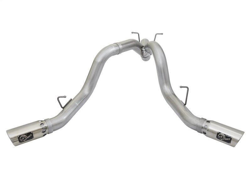 aFe ATLAS 4in DPF - Back Alum Steel Exhaust System w/Dual Exit Polished Tip 2017 GM Duramax 6.6L (td) - My Store